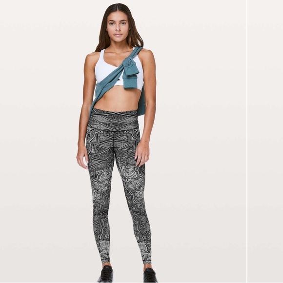 LULULEMON/Inked Wunder Under Ice Grey Black Leggings /4 - Picture 3 of 11